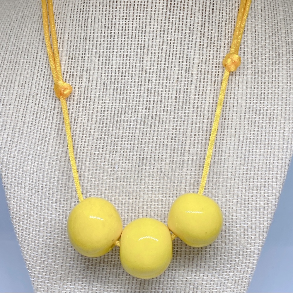 Yellow Ceramic Bead Necklace